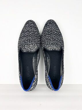Rothy’s The Almond Loafer Dusk Tweed Black Silver Flats EUC